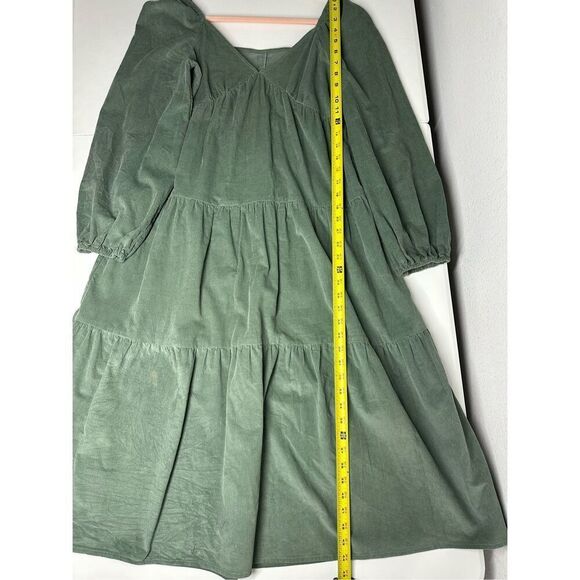 ASOS Design Tiered Cord Babydoll Dress Midi Smock Khaki Size 6 See Description - Picture 13 of 16